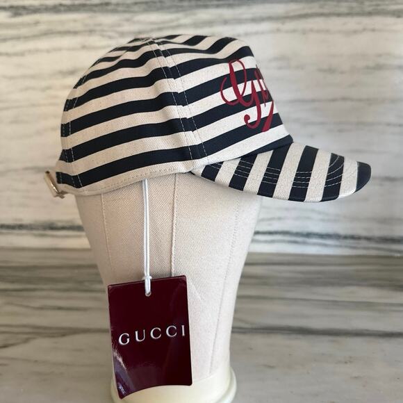 Gucci Sporty Script Navy Striped Hat Large - Picture 5 of 10